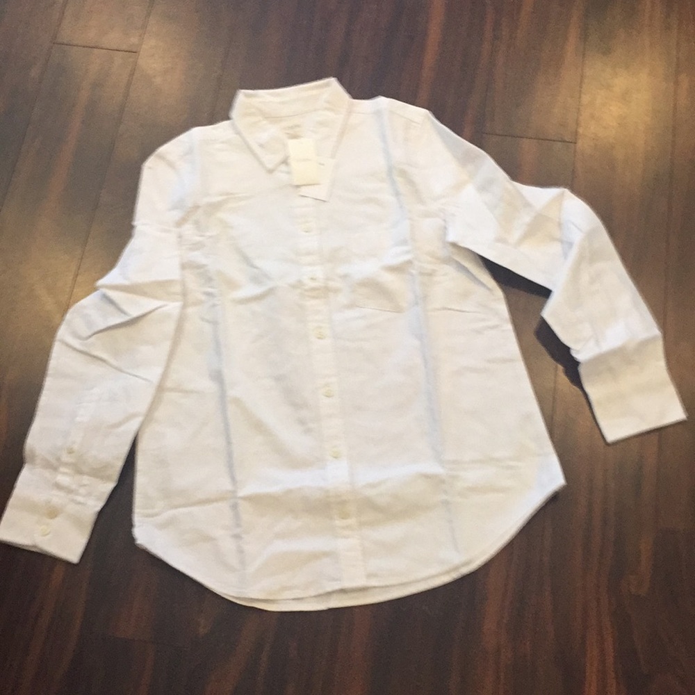 J Crew classic white button down blouse